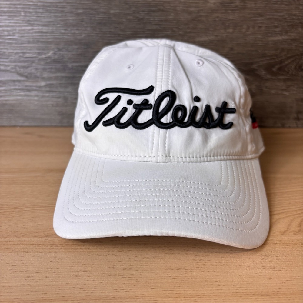 Titleist Hat Strap Back White Golf Golfing Script Sterling Silver Meats